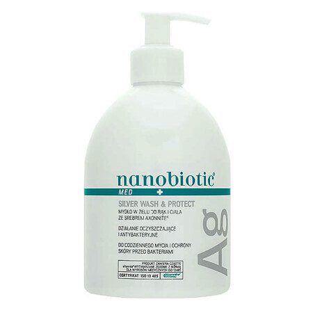 Nanobiotic Med Plus Silver Wash &amp; Protect, jabón en gel para manos y cuerpo, 500 ml