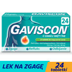 Gaviscon minttab 250 mg + 133,5 mg + 80 mg, 24 kauwtabletten