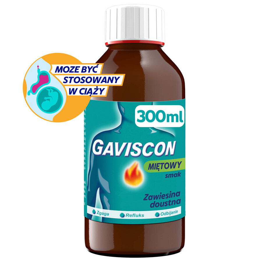 Gaviscon met muntsmaak (500 mg + 267 mg + 160 mg)/ 10 ml, suspensie voor oraal gebruik, 300 ml