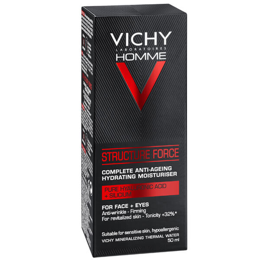 Vichy Homme Structure Force, crema viso antirughe per uomo, 50 ml