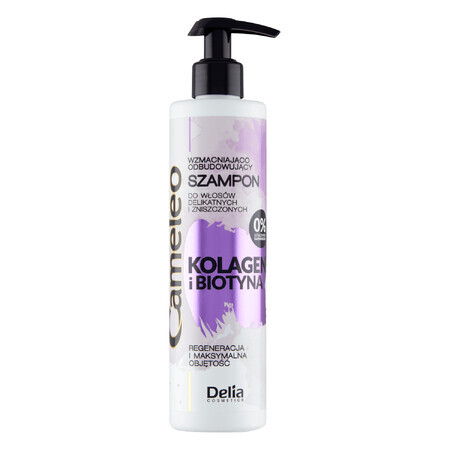 Delia Cameleo Collagene e Biotina, Shampoo rinforzante e ricostituente per capelli fini e danneggiati, 250 ml