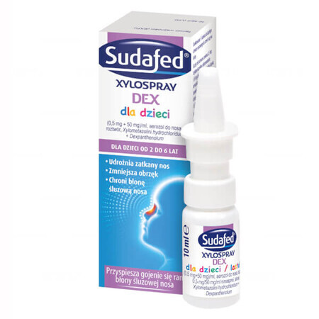 Sudafed XyloSpray DEX per bambini (0,5 mg + 50 mg)/ml, spray nasale, 2-6 anni, 10 ml