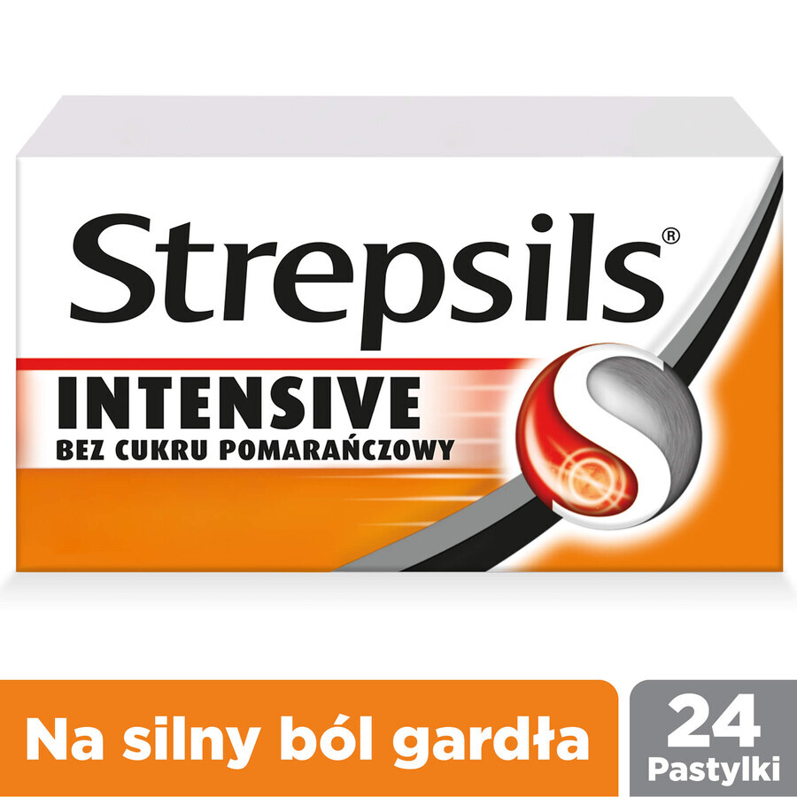 Strepsils Intensief suikervrij sinaasappel 8,75 mg, 24 harde zuigtabletten