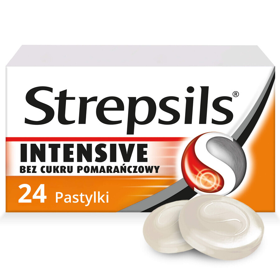 Strepsils Intensief suikervrij sinaasappel 8,75 mg, 24 harde zuigtabletten