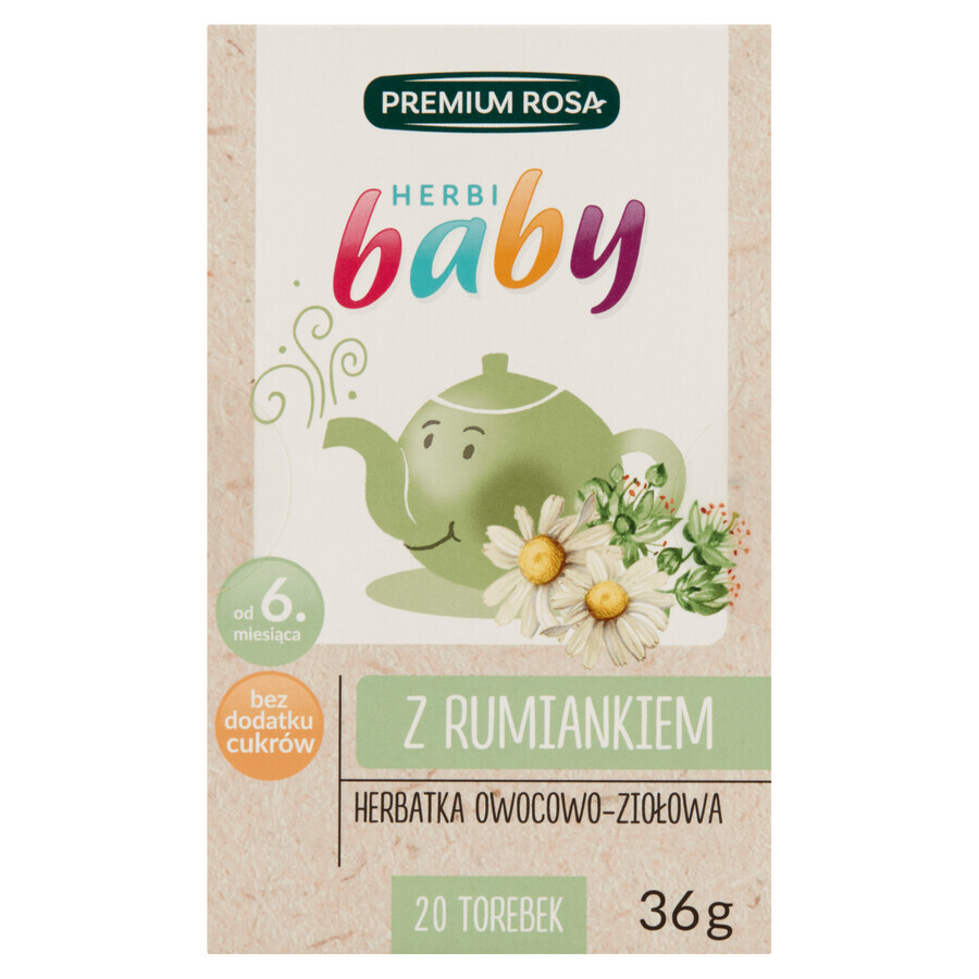 Premium Rosa Herbi Baby, infusión de frutas y hierbas con manzanilla, a partir de 6 meses, 20 sobres