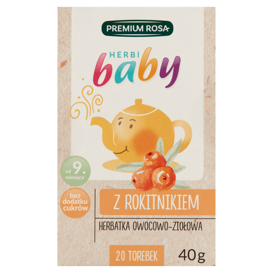 Premium Rosa Herbi Baby duindoorn, thee voor baby's en kinderen vanaf 9 maanden, 20 builtjes