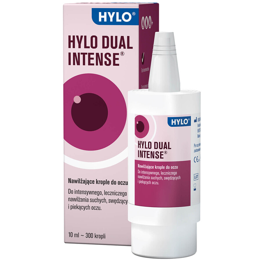 Hylo Dual Intense, hydraterende oogdruppels met ectoïne, zonder bewaarmiddelen, 10 ml