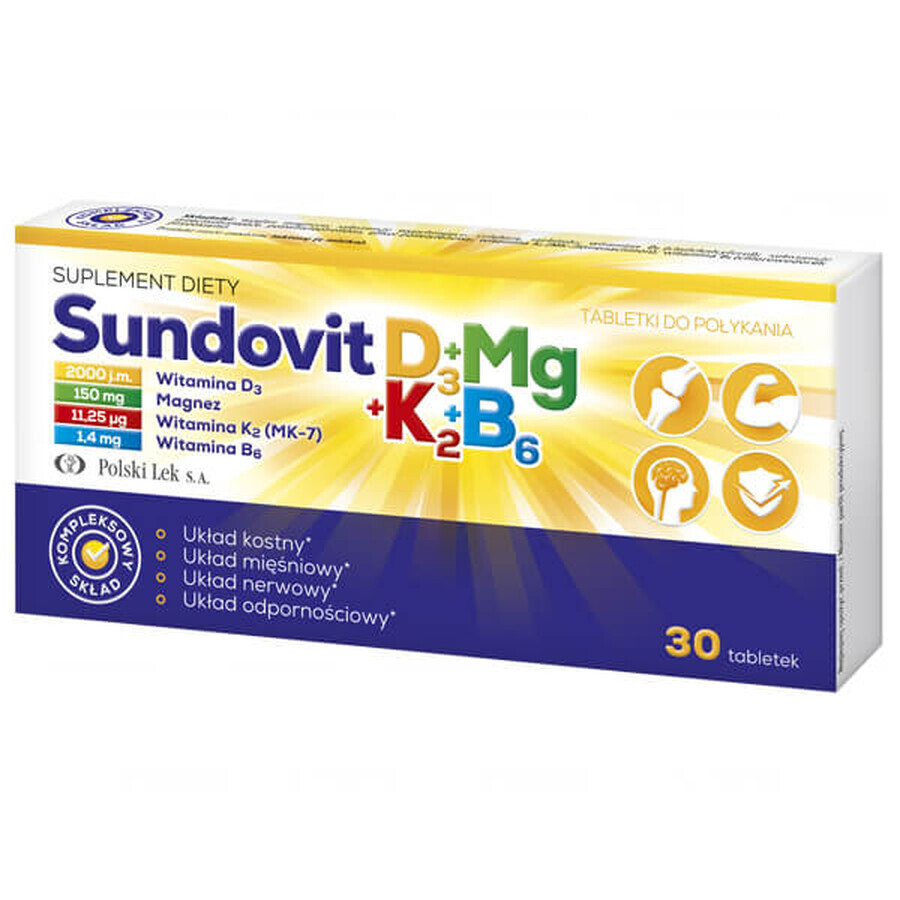 Sundovit D3 + Mg + K2 + B6, 30 tabletten