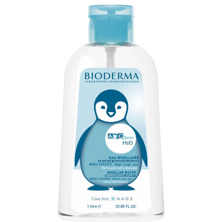 Bioderma ABcDerm H2O, micellaire lotion voor het reinigen van de huid van baby's en kinderen vanaf de geboorte, 1 l