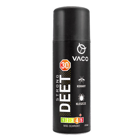 Vaco Strong, spray tegen muggen, teken en muggen, DEET 30%, 170 ml