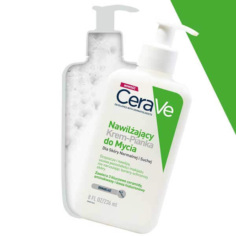 CeraVe, hydraterende crème-schuim gezichtswasgel, normale en droge huid, 236 ml