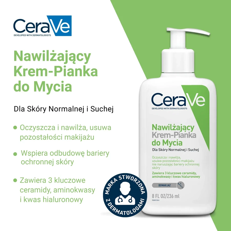 CeraVe Moisturizing Foaming Face Wash, Normal to Dry Skin, 236ml