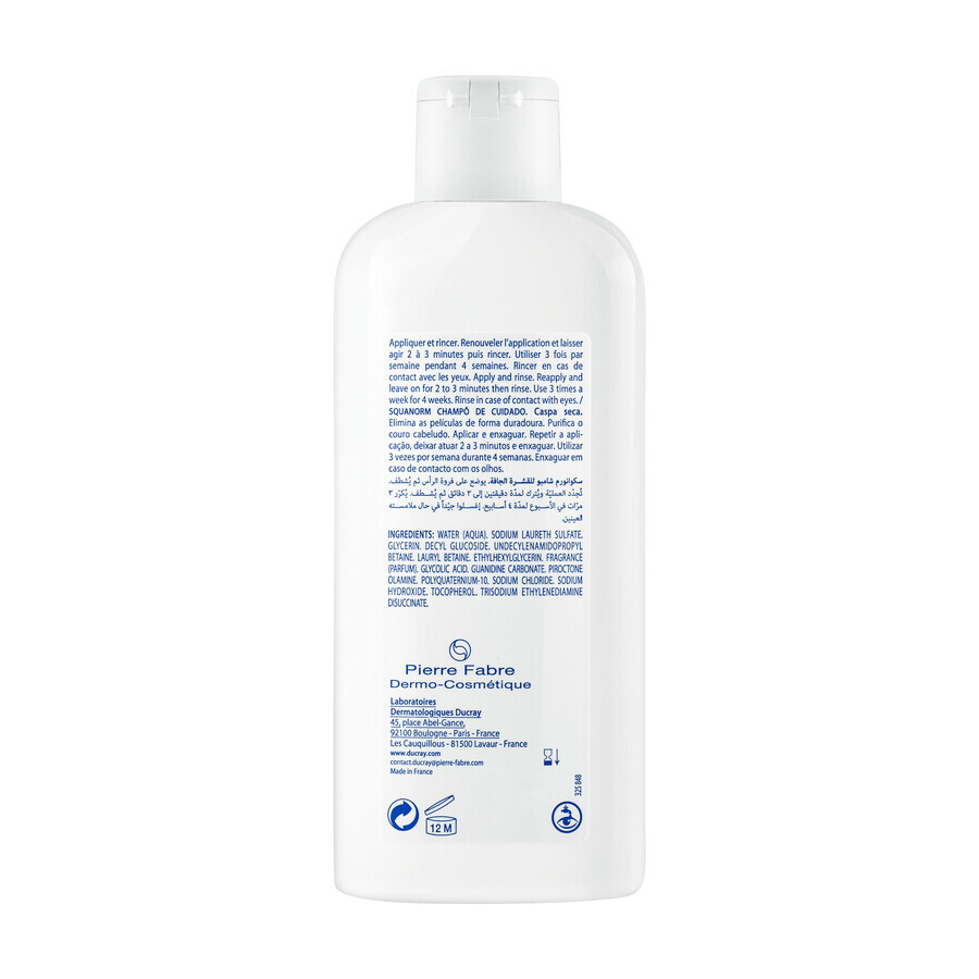 Ducray Squanorm, shampooing antipelliculaire, pellicules sèches 200 ml