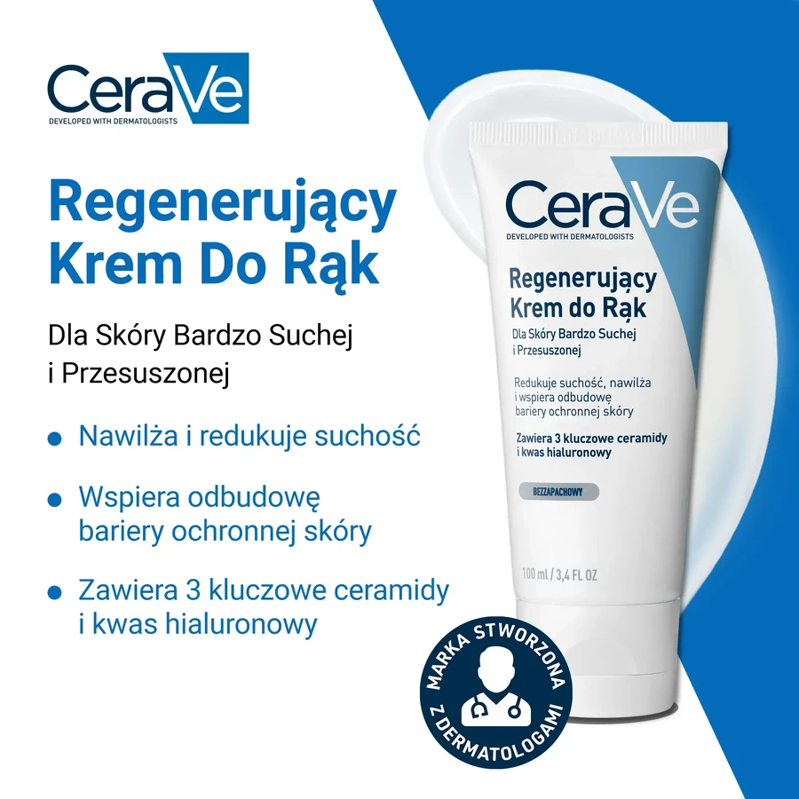 CeraVe, regenererende handcrème, zeer droge en vochtarme huid, 100 ml