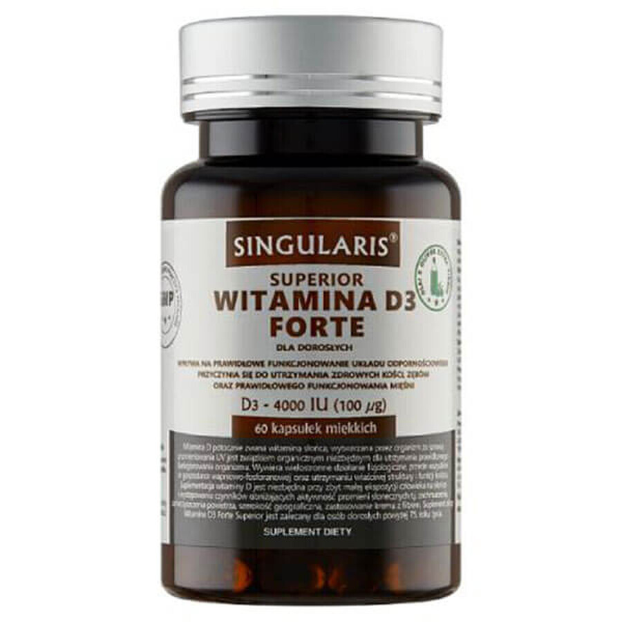 Singularis Superior Vitamina D3 Forte 4000 UI, 60 cápsulas blandas