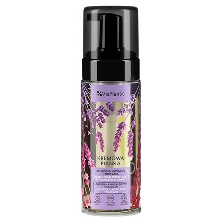 Vis Plantis, schiuma cremosa per l'igiene intima e la depilazione, lavanda, acido lattico e pullulan, 170 ml