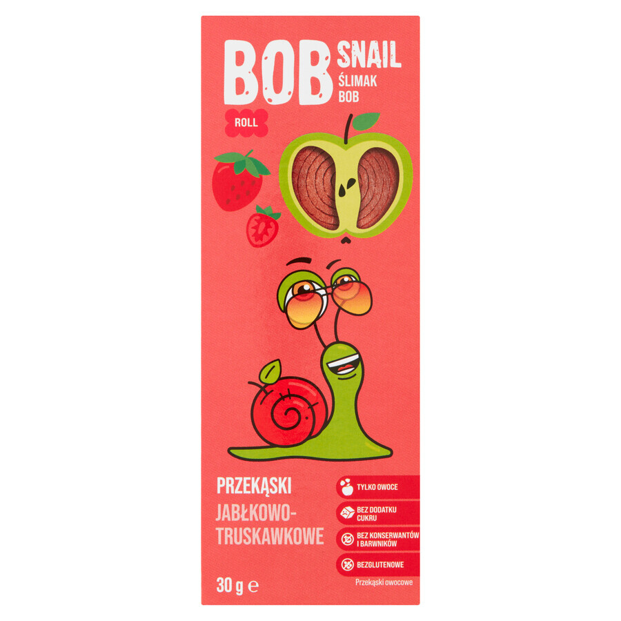 Bob Snail Roll Snack with fruit, apple, strawberry, 30 g