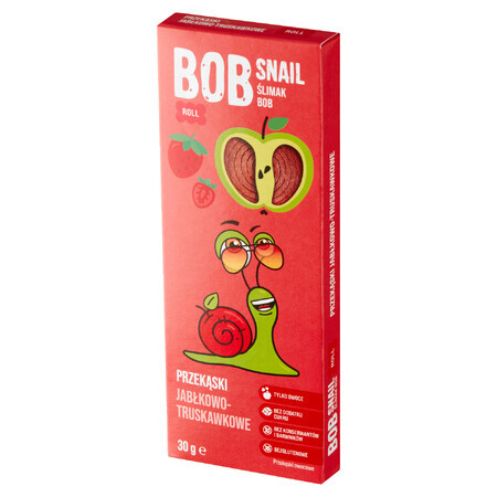 Bob Snail Roll Snack with fruit, apple, strawberry, 30 g