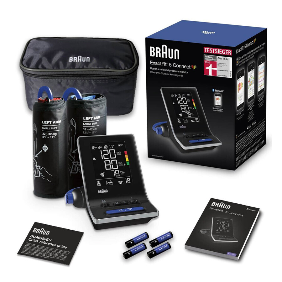 Braun Exactfit 5 Connect BUA6350, tensiometru automat pentru braț, cu bluetooth, cu 2 manșete, cu afișaj LCD