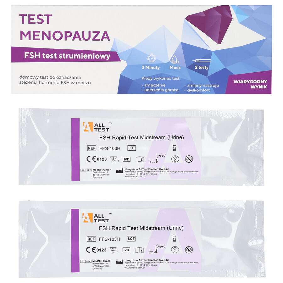 Diather Test Menopauze, thuistest voor de detectie van FSH in urine, 2 eenheden