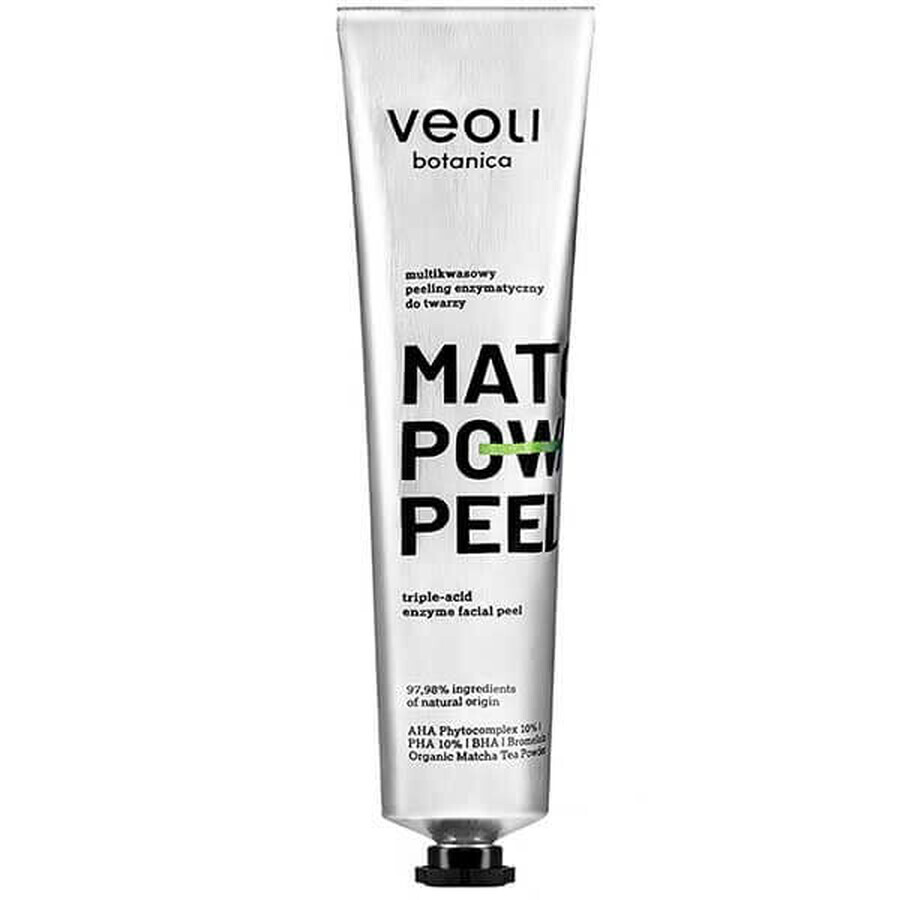 Veoli Botanica Matcha Power Peel, enzymatic facial scrub, multiacid, 75 ml