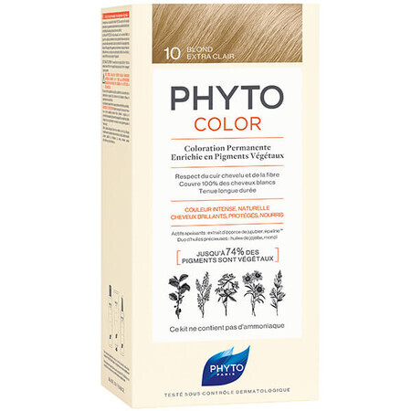 Phyto Phytocolor 10, tinte colorante para el cabello, rubio extra claro