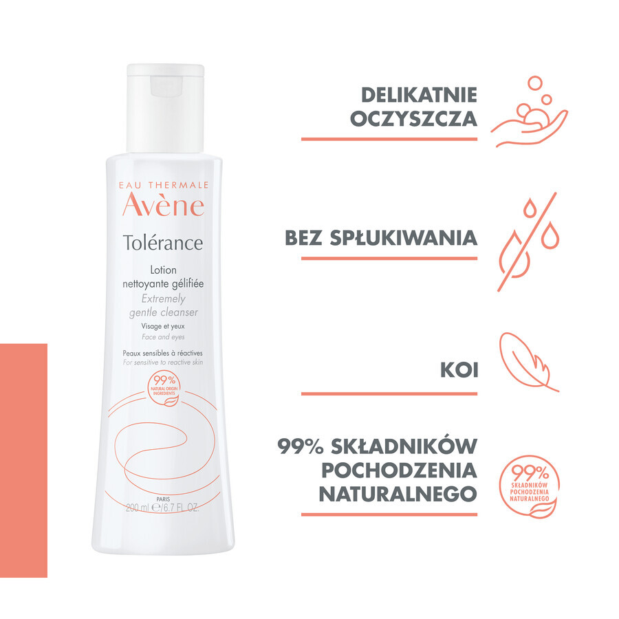 Avène Tolérance, gel nettoyant visage et yeux, peaux sensibles et réactives, 200 ml