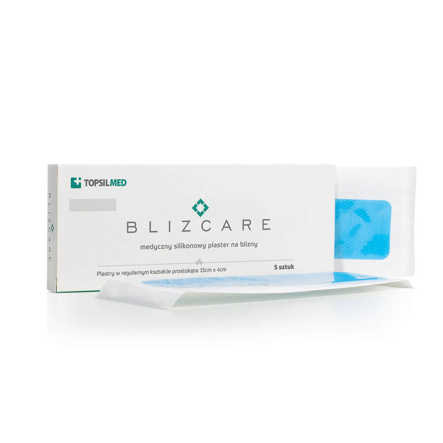 Blizcare Regular, apósitos de silicona médica para cicatrices, 15 x 4 cm, 5 piezas