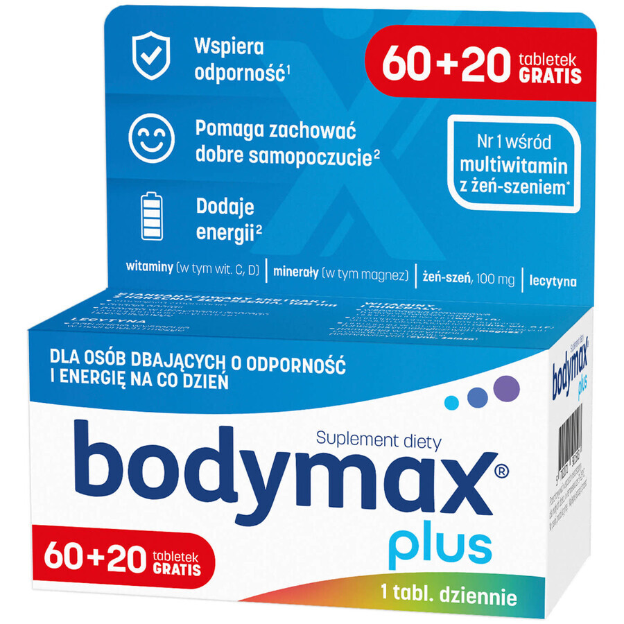 Bodymax Plus, 60 Tabletten + 20 Tabletten gratis VERUNREINIGTE VERPACKUNG