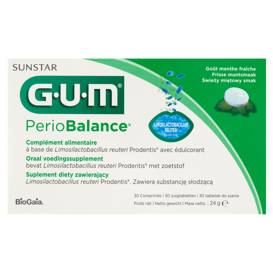 Sunstar Gum PerioBalance, aromă de mentă, 30 pastiluțe