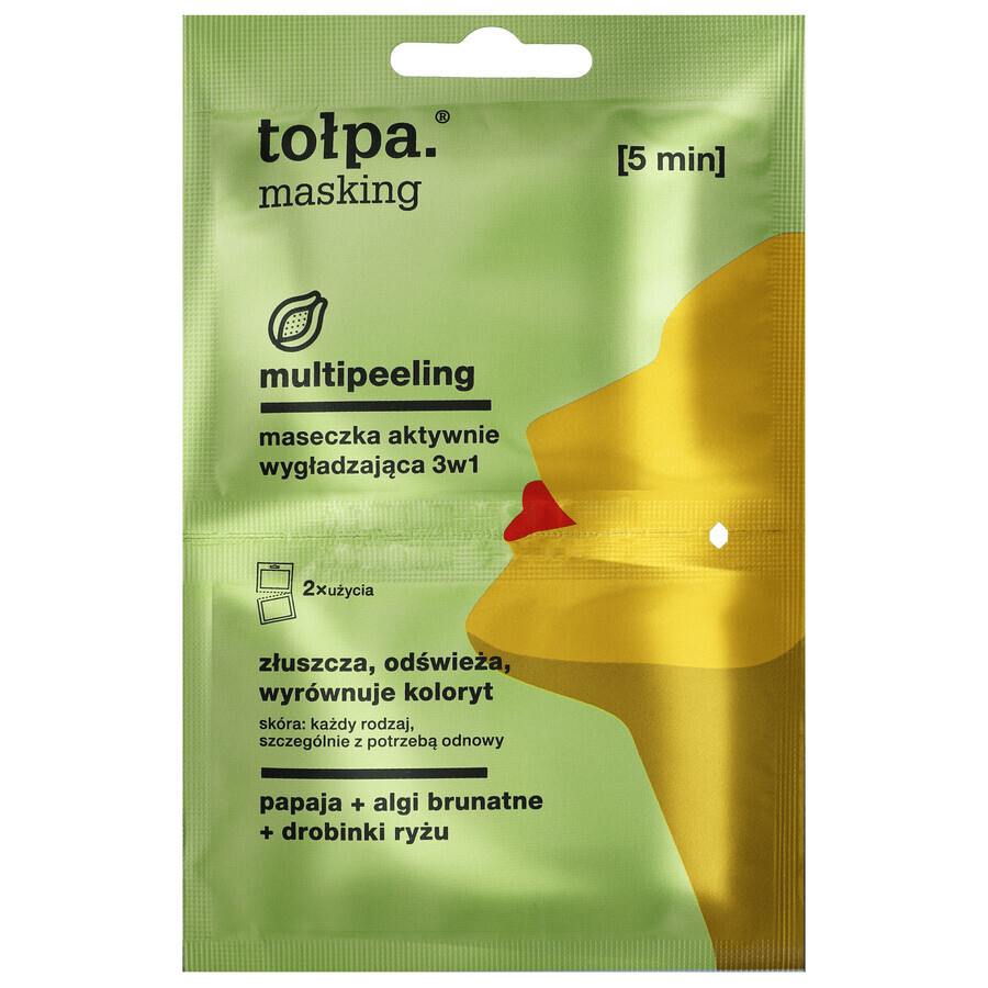 Tolpa Masking, multipeeling, actief gladmakend masker 3in1, 2 x 5 ml