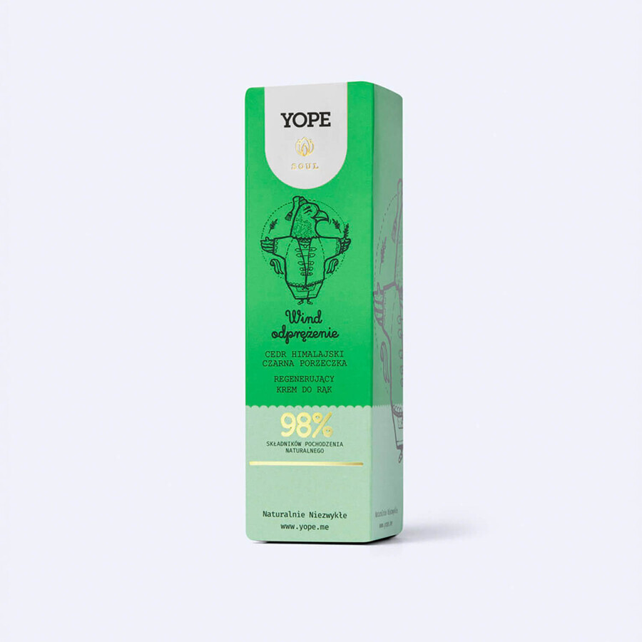 Yope Wind Relax, crema mani rigenerante, cedro dell'Himalaya e ribes nero, 50 ml