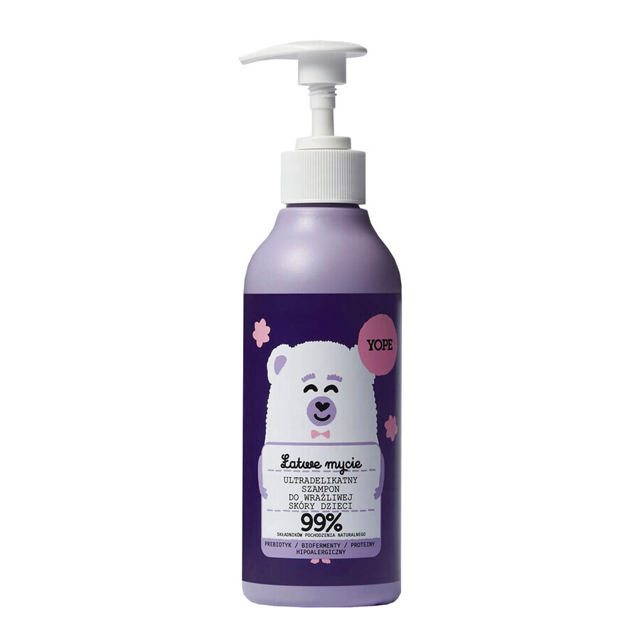 Yope Easy Wash, ultra milde shampoo voor de gevoelige hoofdhuid, voor kinderen vanaf 3 jaar, 300 ml