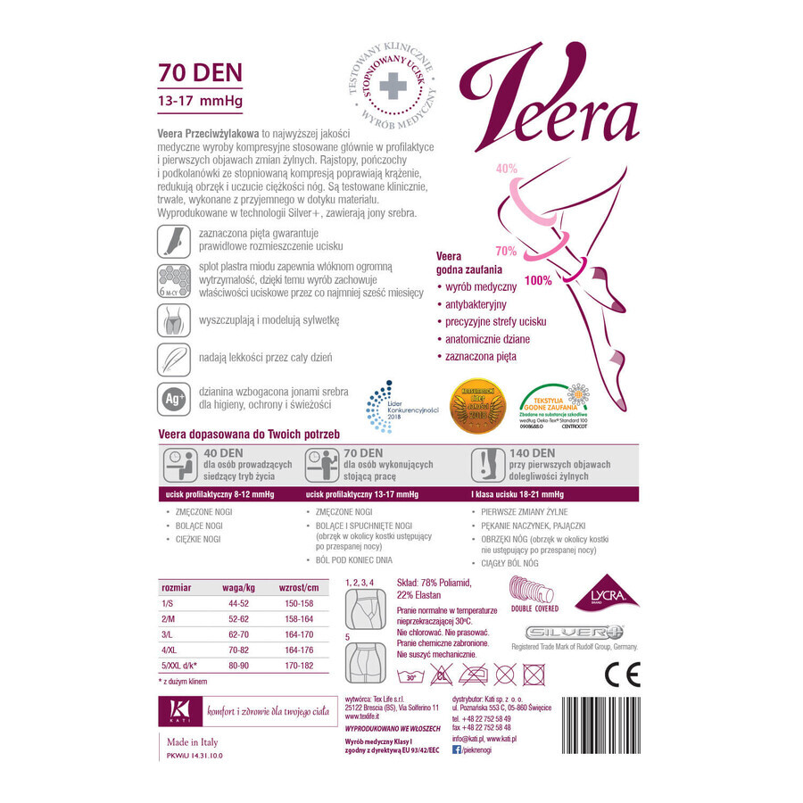 Veera Przeciwżylakowa, compression tights, 70 den, size 5, mink