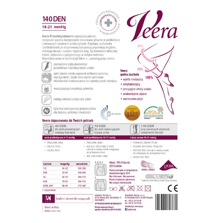 Veera Przeciwżylakowa, collants de compression, 140 den, taille 4, visone