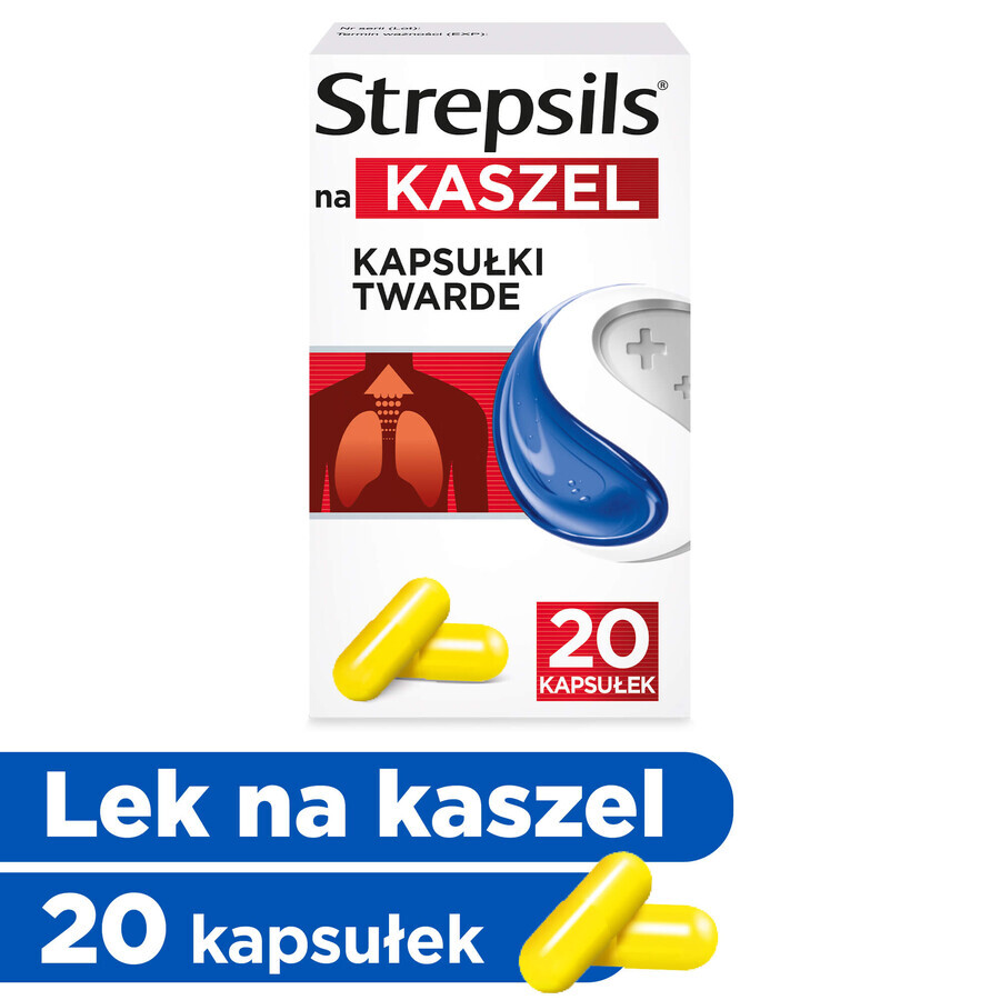 Strepsils tegen hoest 375 mg, 20 harde capsules