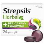 Strepsils Herbal, vlierbessen- en echinaceasmaak, suikervrij, 24 zuigtabletten