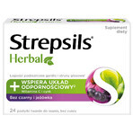 Strepsils Herbal, vlierbessen- en echinaceasmaak, suikervrij, 24 zuigtabletten