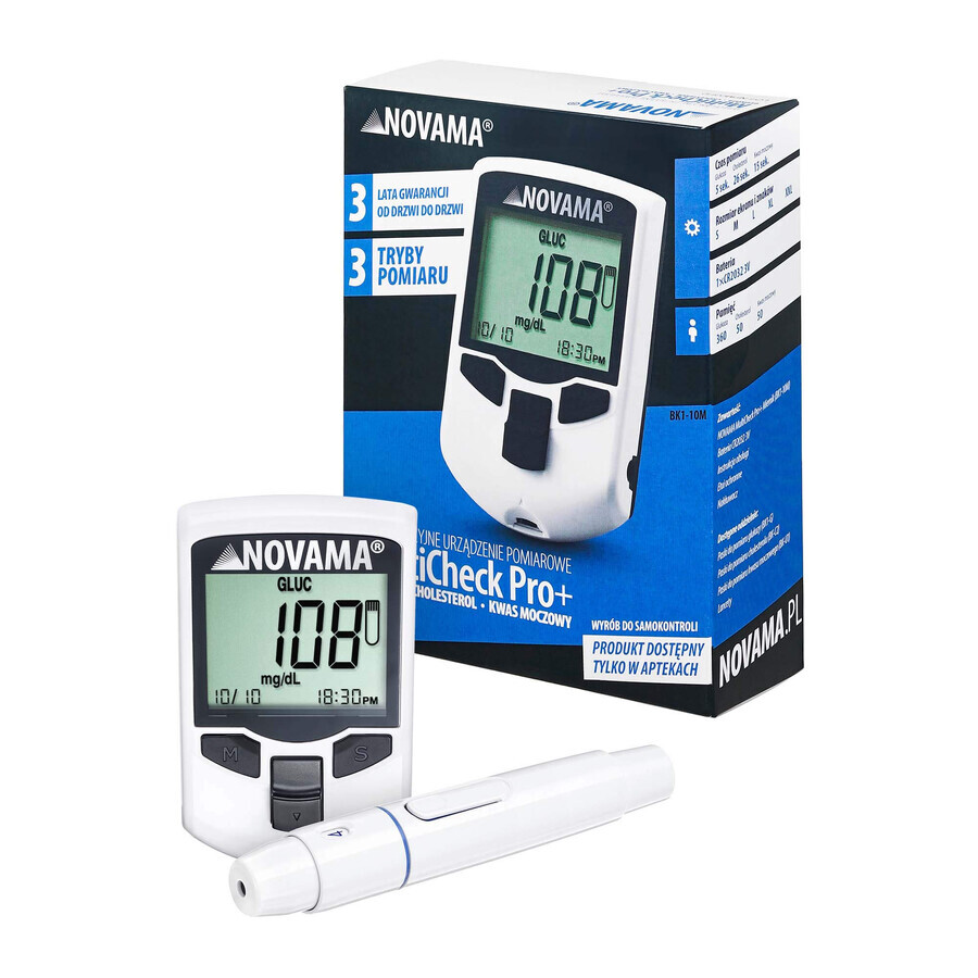 Novama MultiCheck Pro+, een multifunctioneel meetapparaat voor het meten van glucose, cholesterol en urinezuur