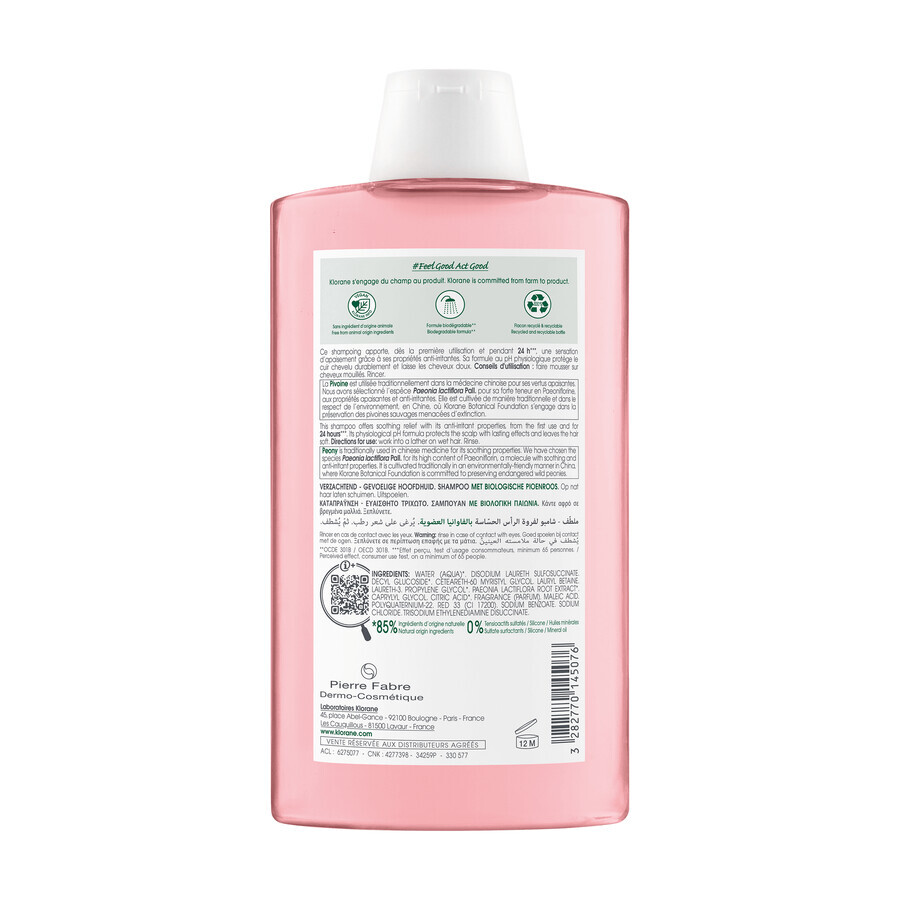 Klorane, shampooing à la pivoine bio, 400 ml