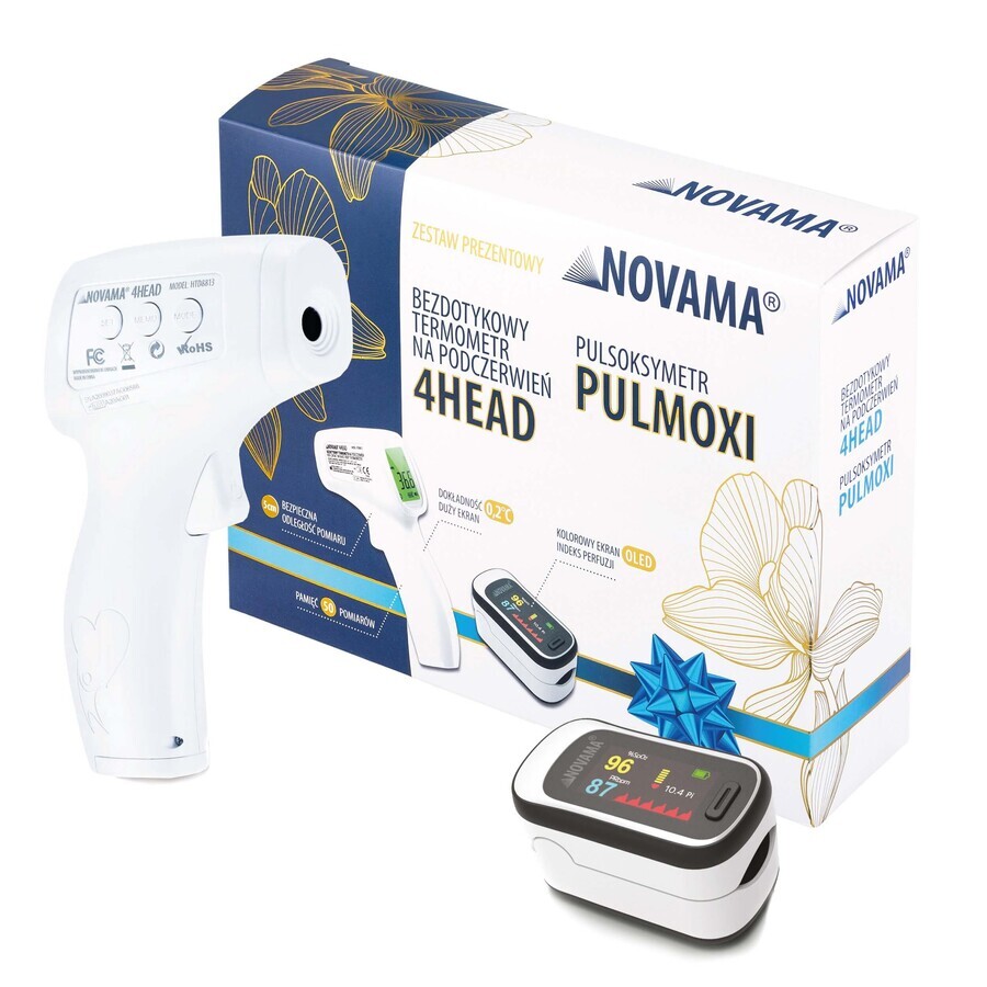 Novama 4Head Kit, berührungsloses Infrarot-Thermometer + Pulmoxi, Pulsoximeter