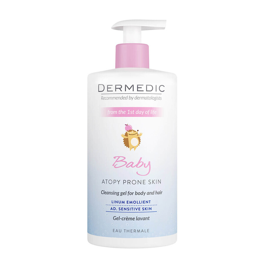 Dermedic Baby, gel cremoso para lavado de cuerpo y cabello desde el 1er día de vida, piel atópica, 500 ml