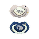 Canpol Babies Pacifier, Silicone, Symmetrical, Glow in the Dark, Sleepy Koala, Blue, 6-18 Months, 2 Pieces