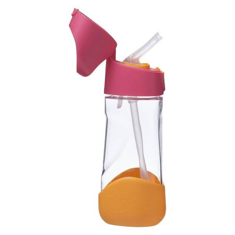 B.Box, water bottle with straw, tritan, children's bottle, Strawberry Shake, from 9 months, 450 ml