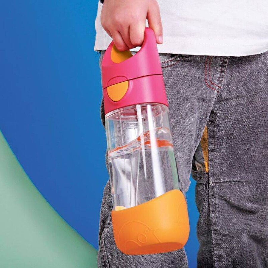 B.Box, water bottle with straw, tritan, children's bottle, Strawberry Shake, from 9 months, 450 ml