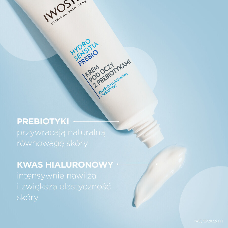 Iwostin Hydro Sensitia Prebio, crema de ojos con prebióticos, piel sensible, 15 ml