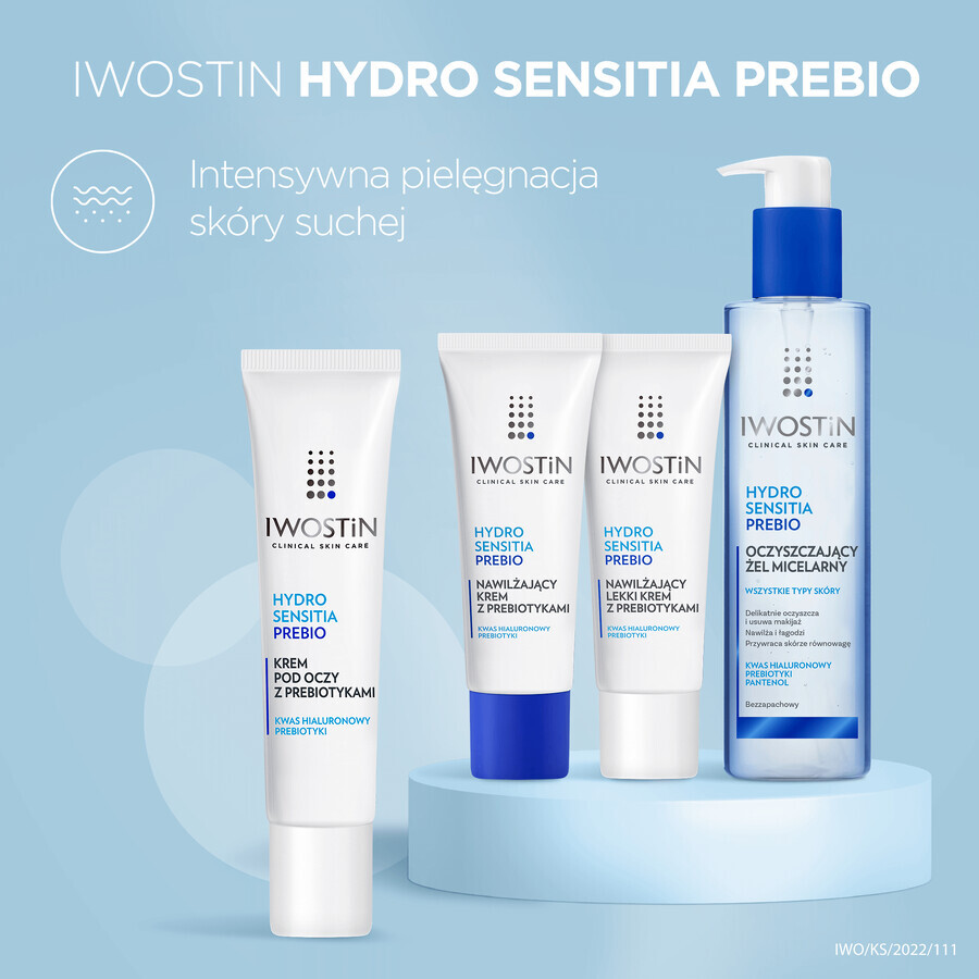 Iwostin Hydro Sensitia Prebio, crema de ojos con prebióticos, piel sensible, 15 ml