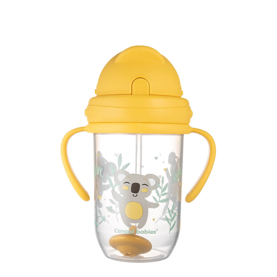 Canpol Babies Drip glass with tube and weight, Exotic animals, yellow, 56/606, from 6 months, 270 ml