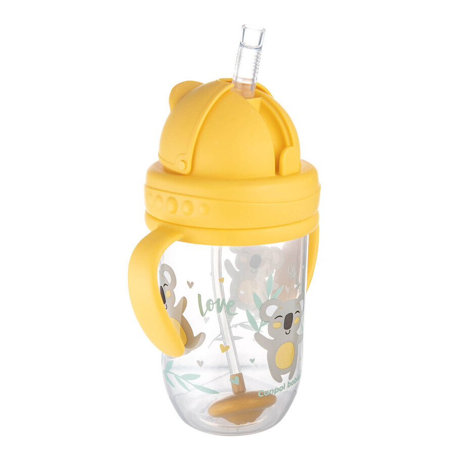 Canpol Babies Drip glass with tube and weight, Exotic animals, yellow, 56/606, from 6 months, 270 ml