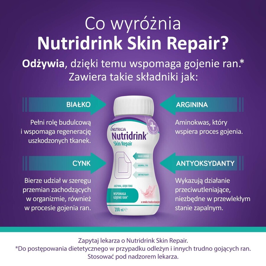 Nutridrink Skin Repair, strawberry flavor, 4 x 200 ml